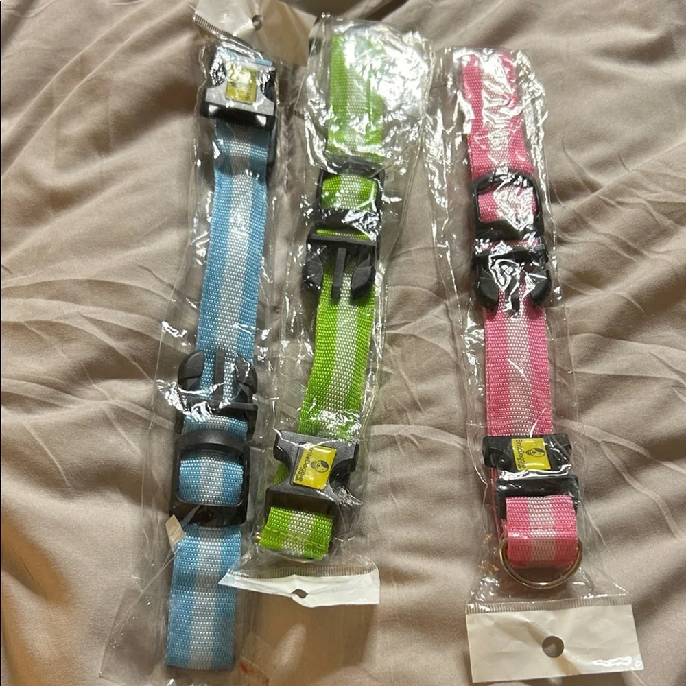 NEW BRITE DOGGIE SET OF 2 DOG COLLARS LIGHT UP YOU PICK COLORS